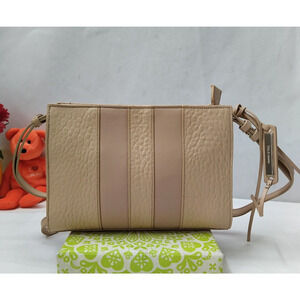 Cole Haan Beige Pebbled Leather Zipper Closure Crossbody Bag - EUC